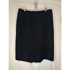White House Black Market Skirt Womens Size 12 Black Pencil Pleated Hem Career